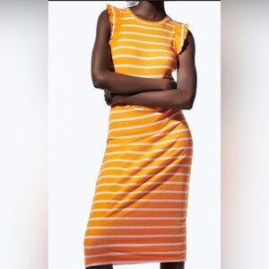 Zara Ribbed Bodycon Striped Midi Dress
Size Large
